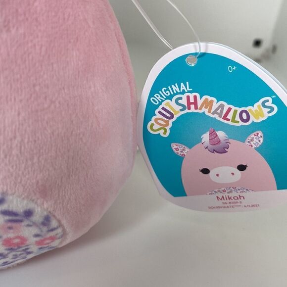 Kellytoy Mini Squishmallows 5” Mikah the Pink Unicorn with Floral Belly - Picture 4 of 7